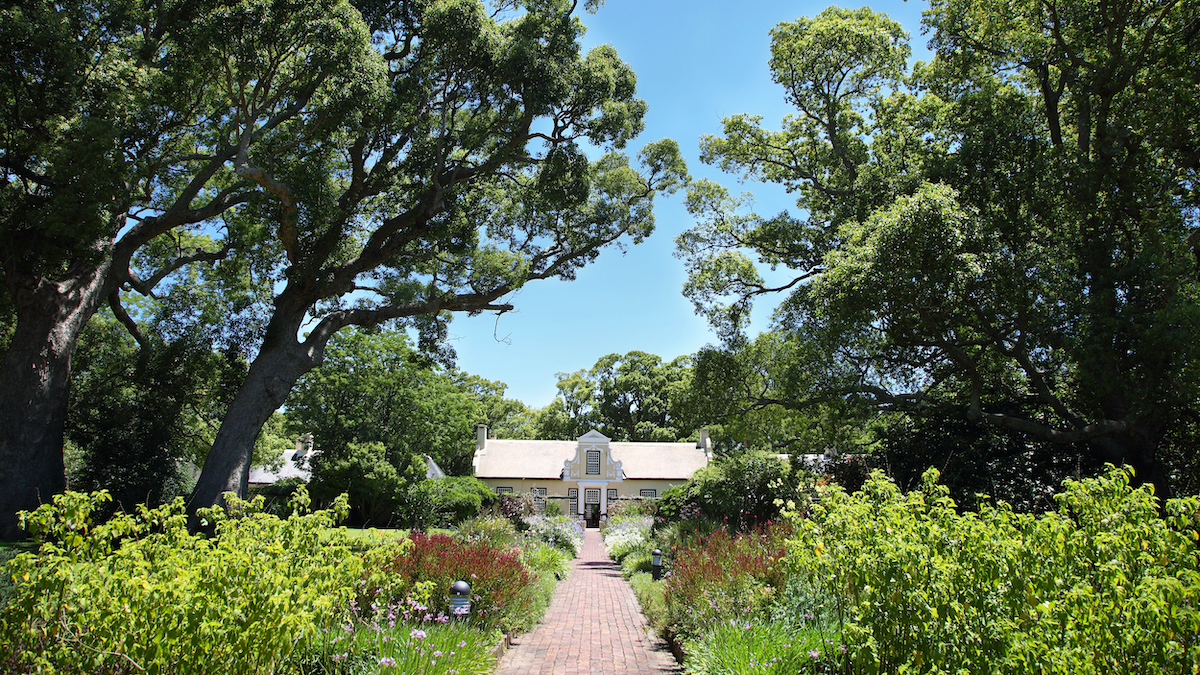 residential homestead with garden path