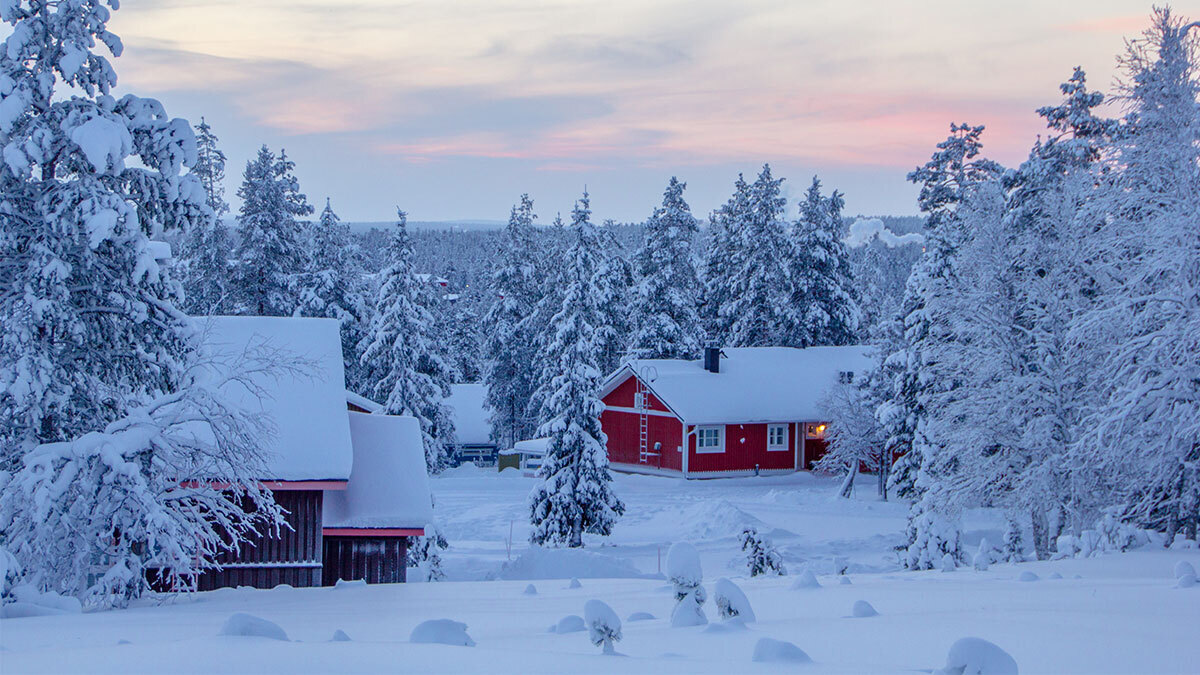 home in the snowy woods